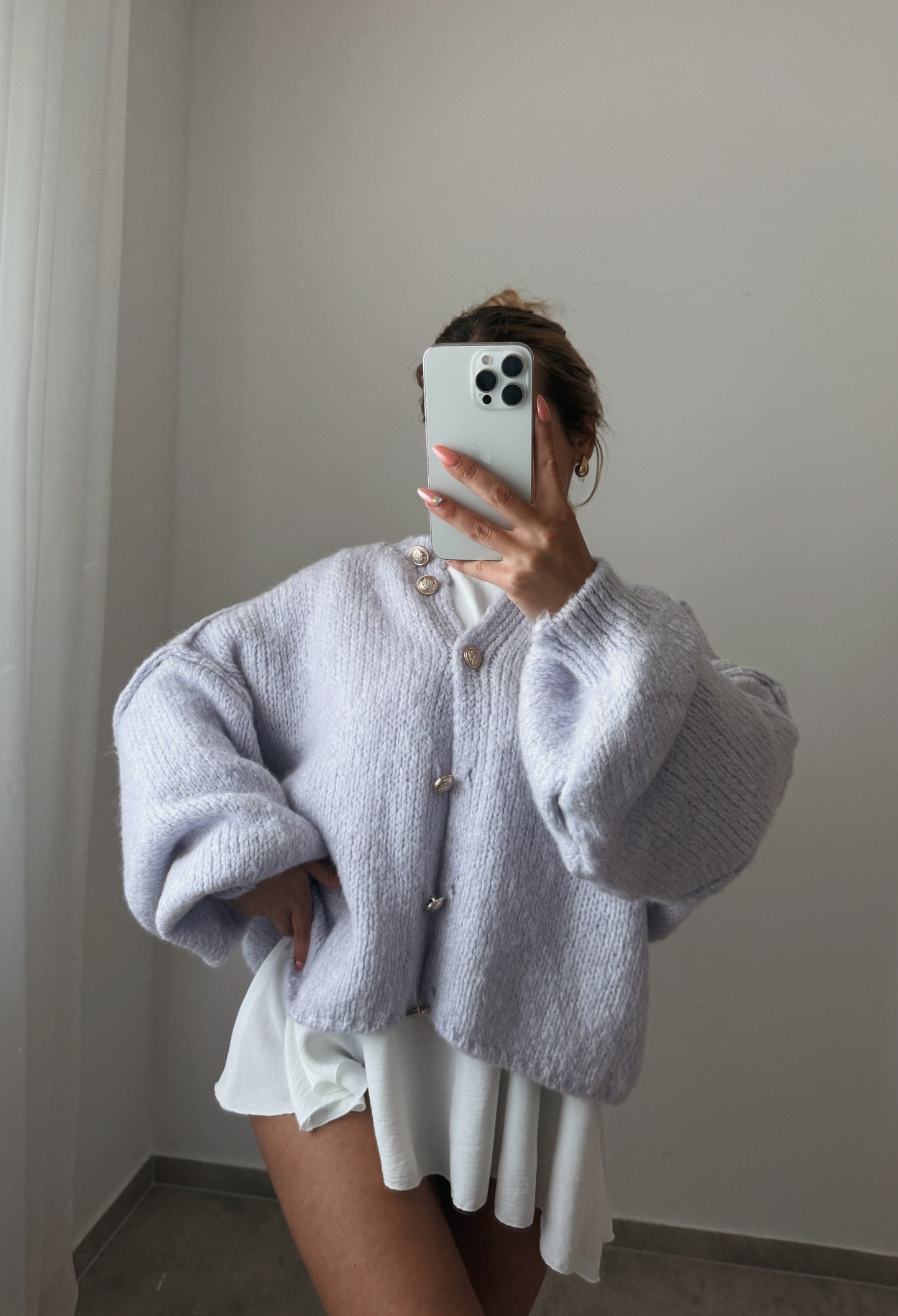 CARDIGAN KNÖPFE KURZ LILAC