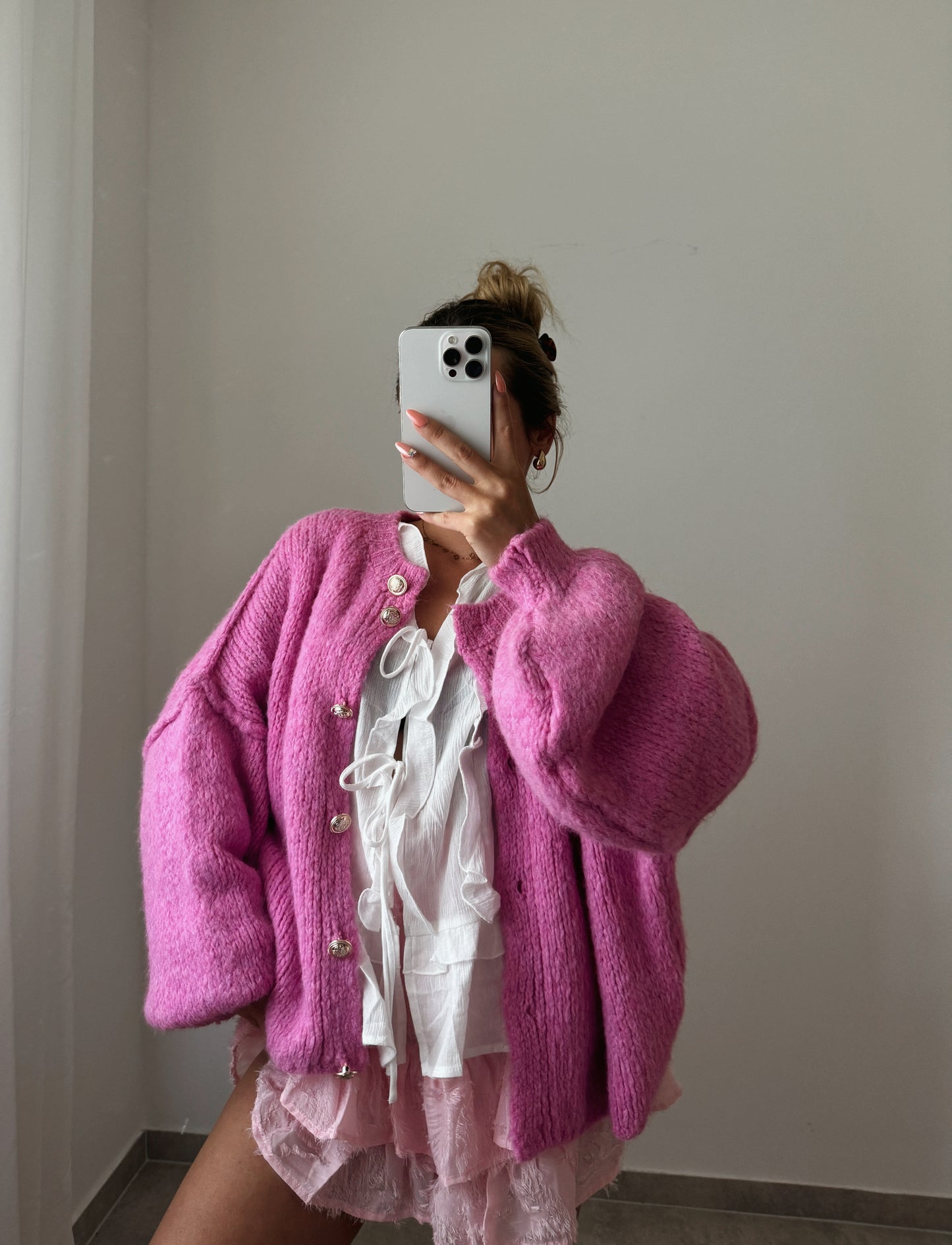 CARDIGAN KNÖPFE KURZ PINK