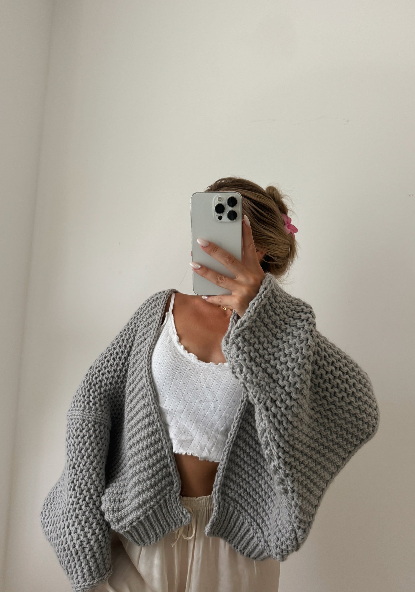 STRICK CARDIGAN GRAU