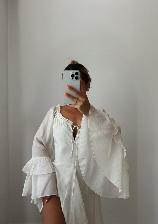 VOLANT KLEID CREME