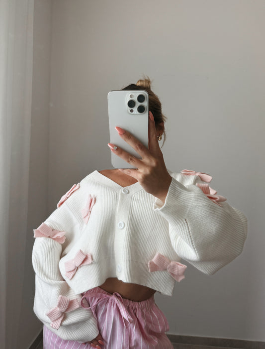 CARDIGAN WHITE ROSE