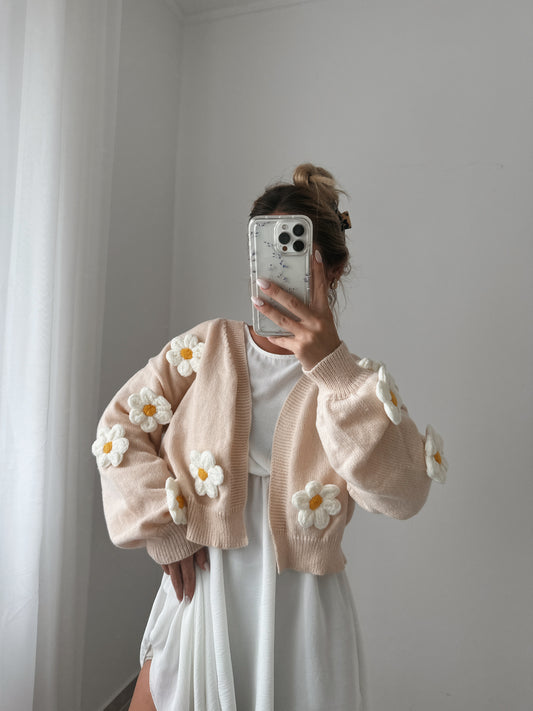 CARDIGAN NUDE FLOWER