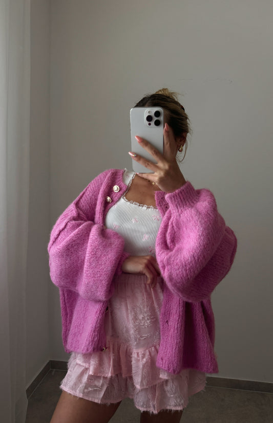 CARDIGAN KNÖPFE KURZ PINK