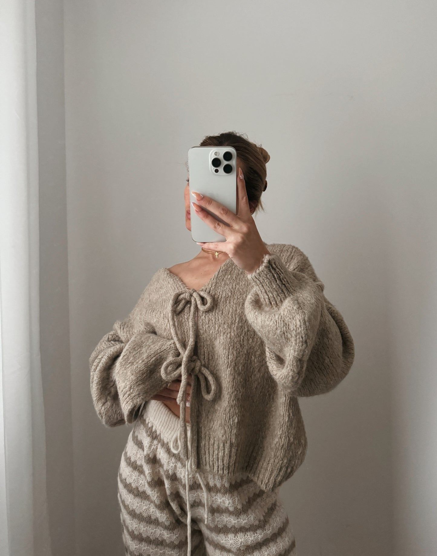 STRICKHOSE BEIGE/CREME